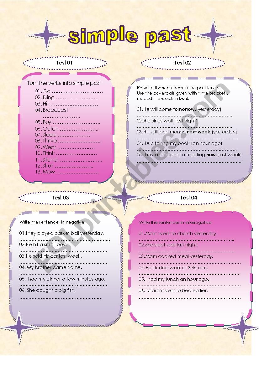 Simple past worksheet