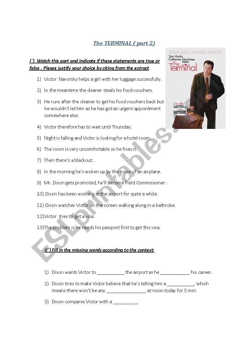 Film : The Terminal worksheet