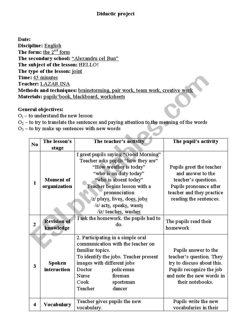 lesson worksheet