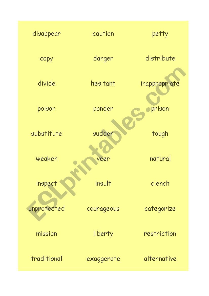 More Difficult Synonyms  worksheet