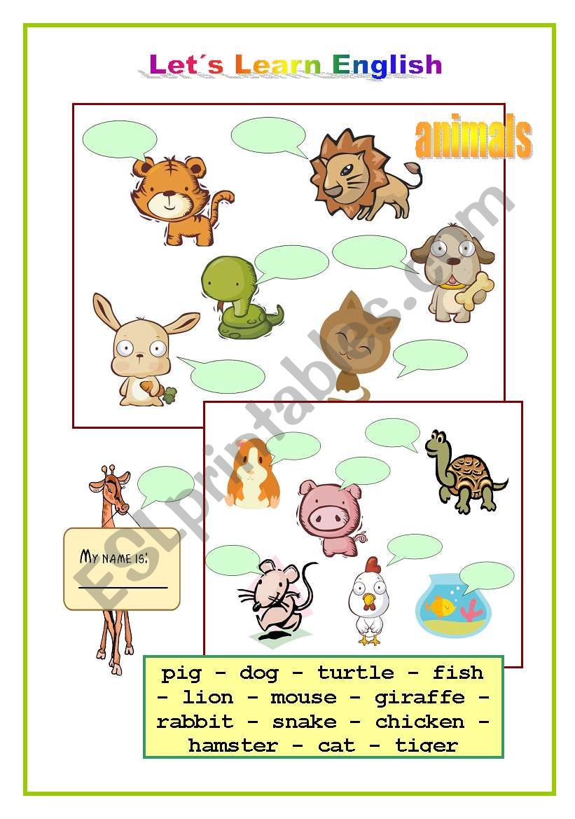 Cute Animals worksheet