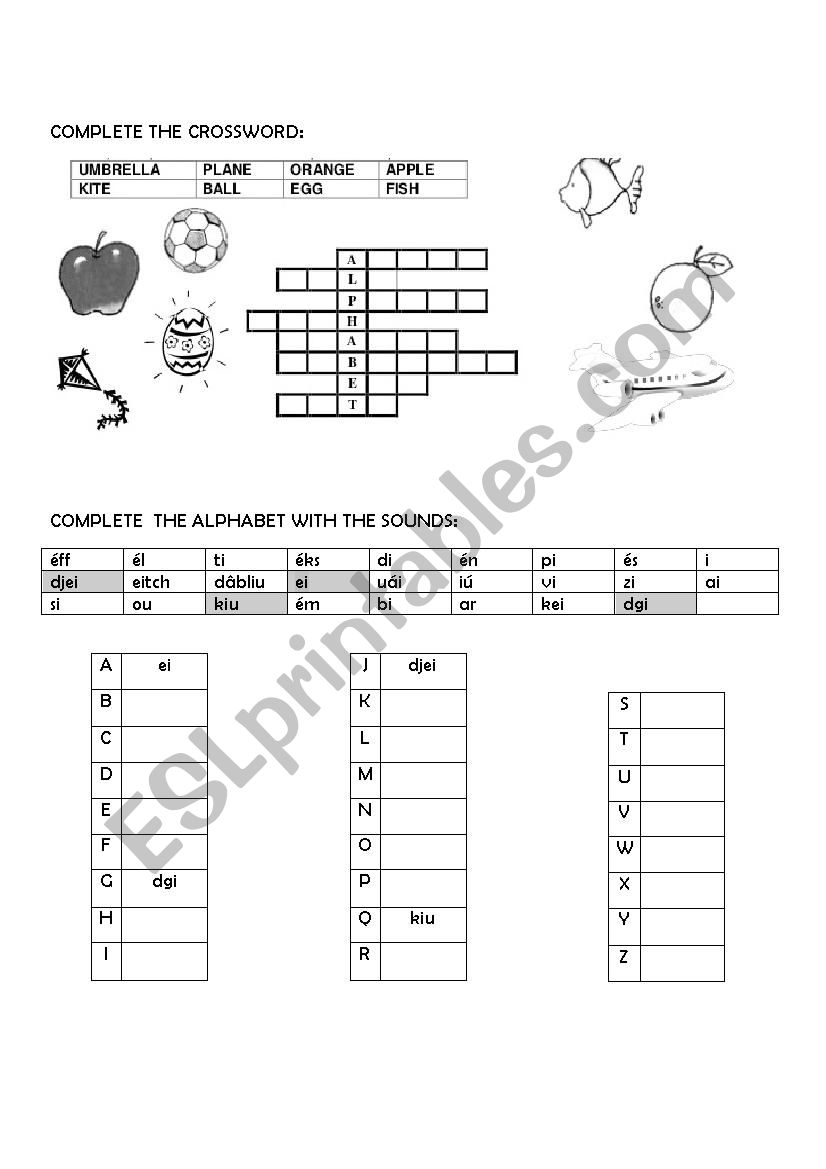 THE ALPHABET worksheet