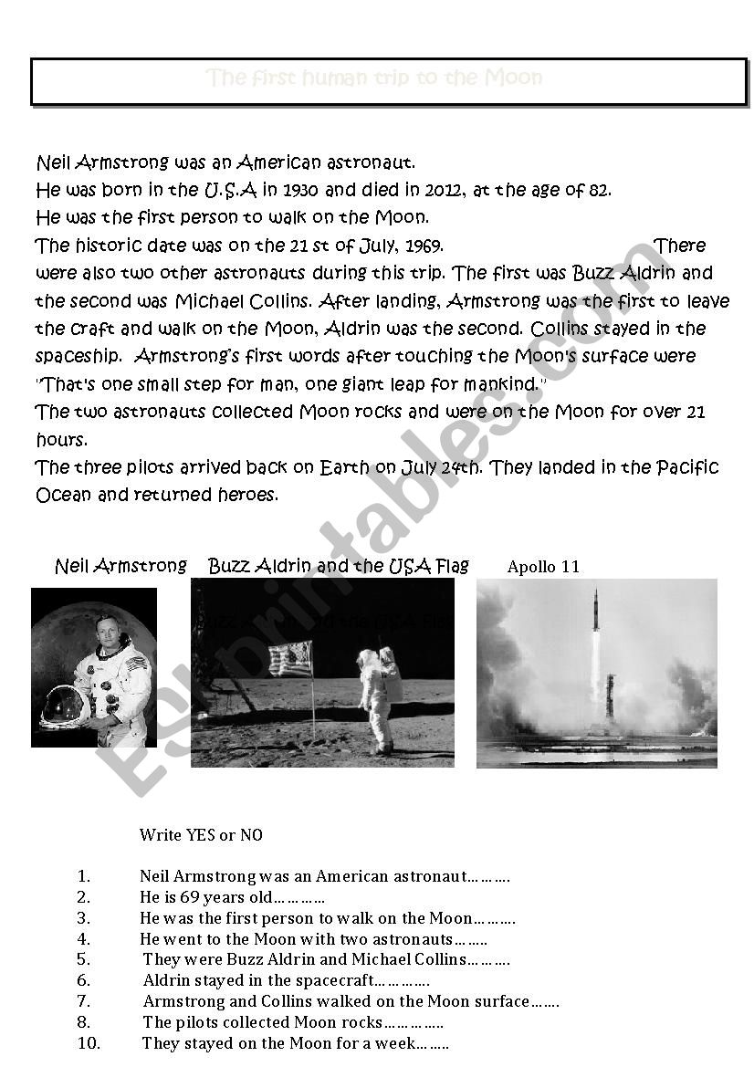 NEIL ARMSTRONG worksheet