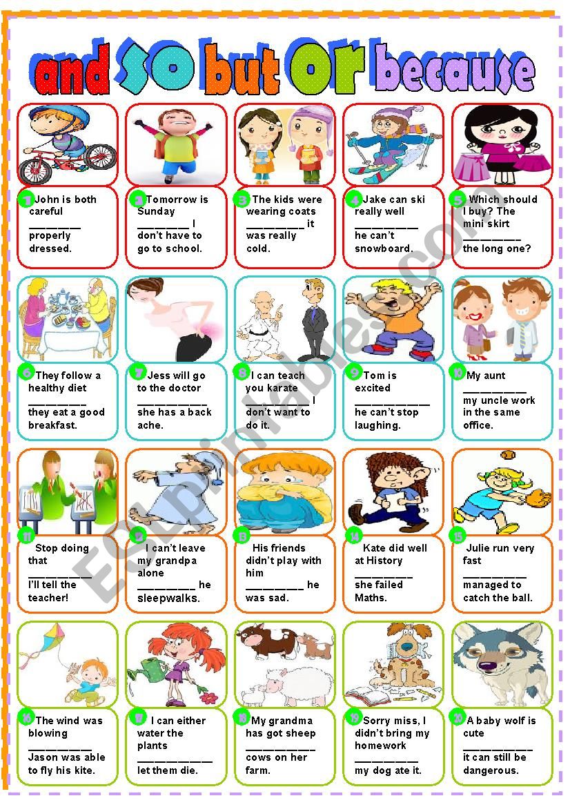 And so but or because ESL Worksheet By LILIAAMALIA