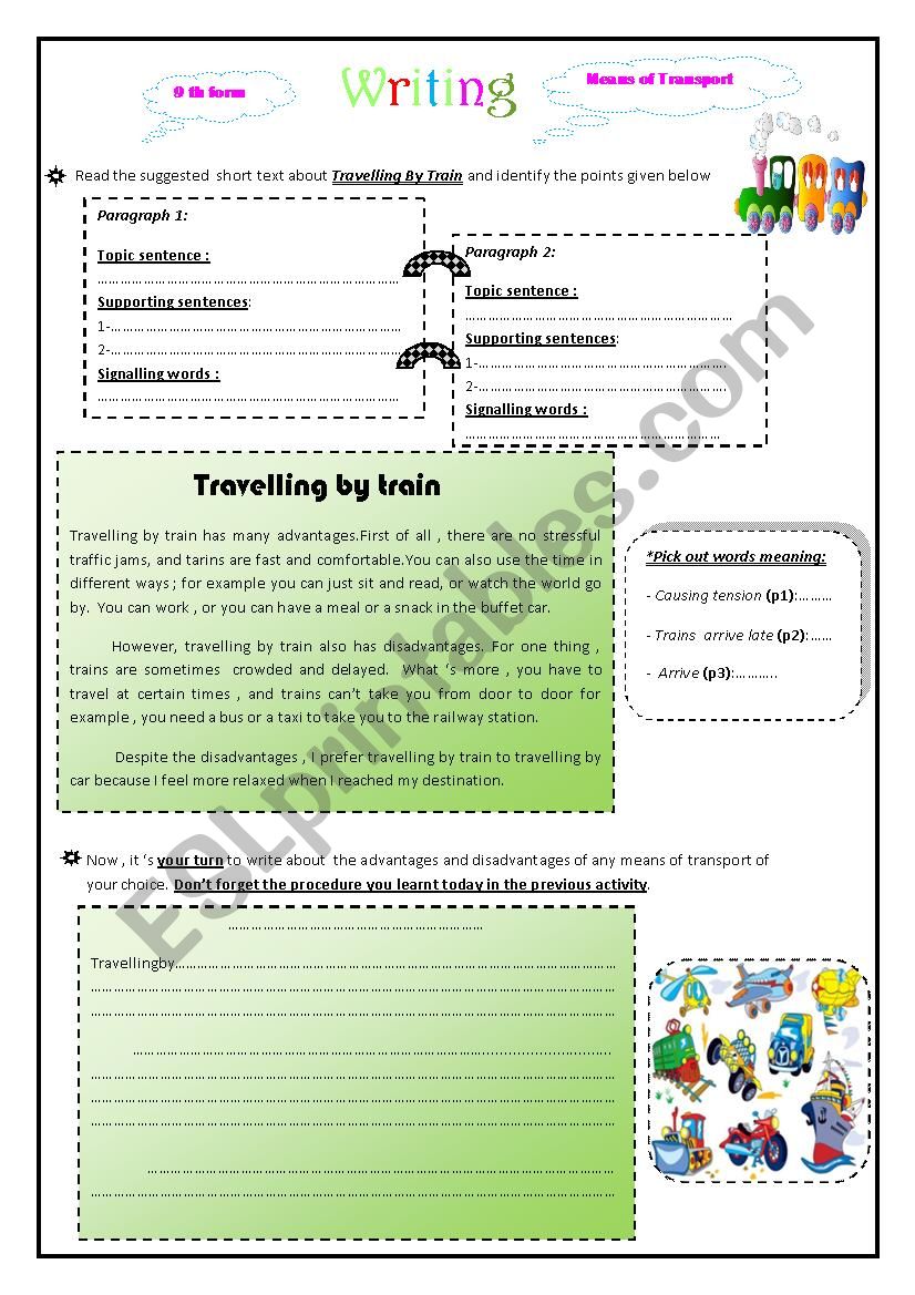 writing about advantages and disadvantagesof meansof transport 9 th form 