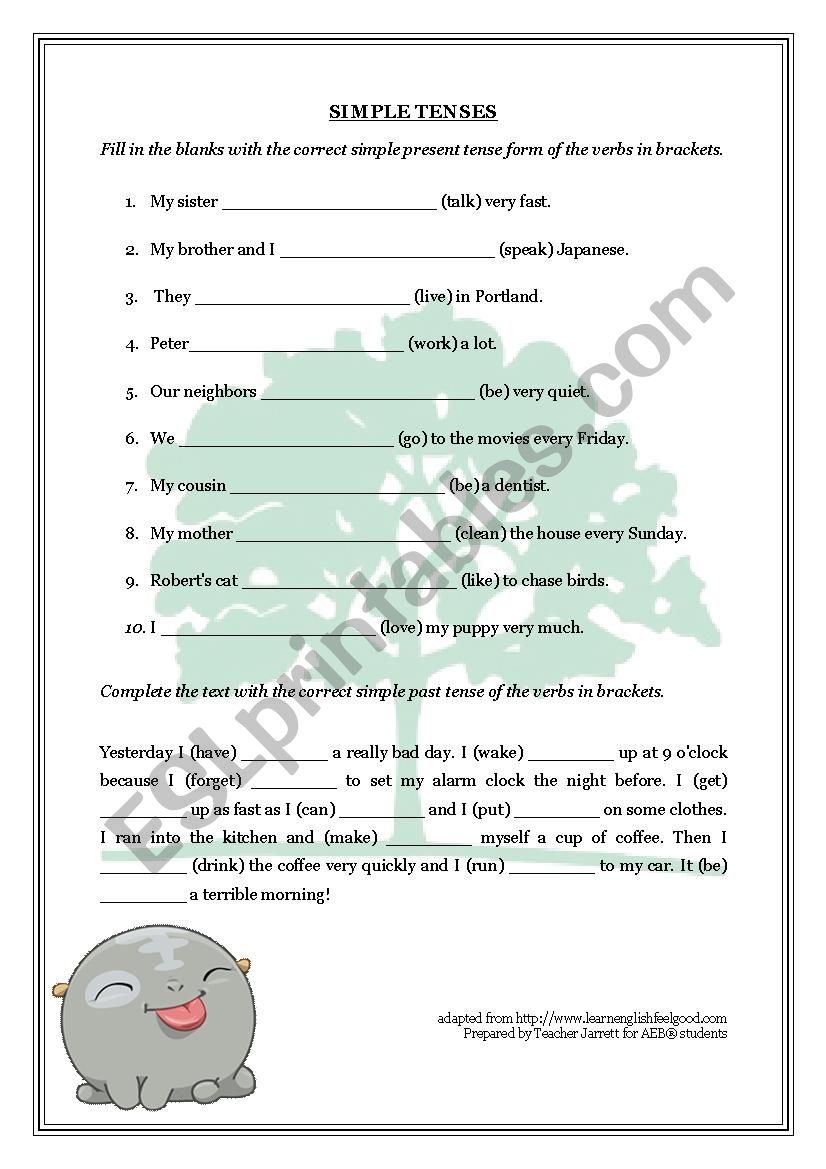 Simple Tenses Exercise worksheet