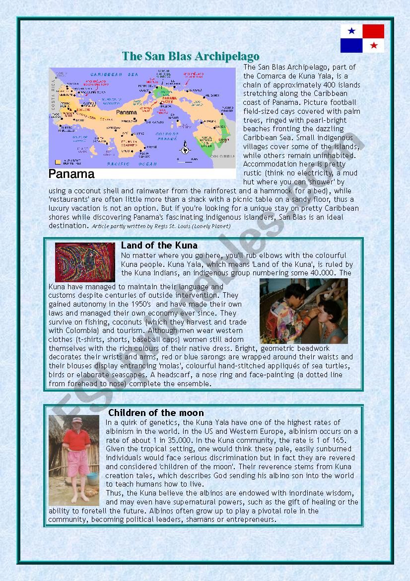 The San Blas Archipelago  worksheet