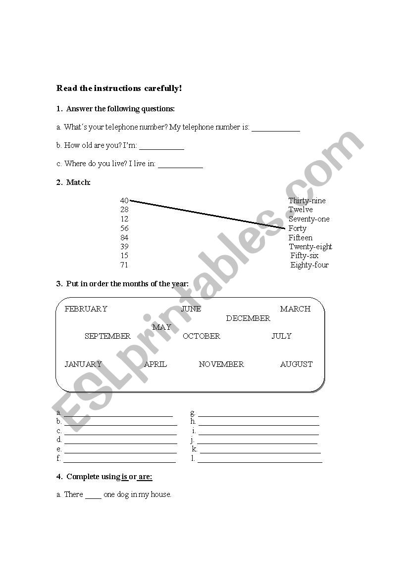 Test  worksheet