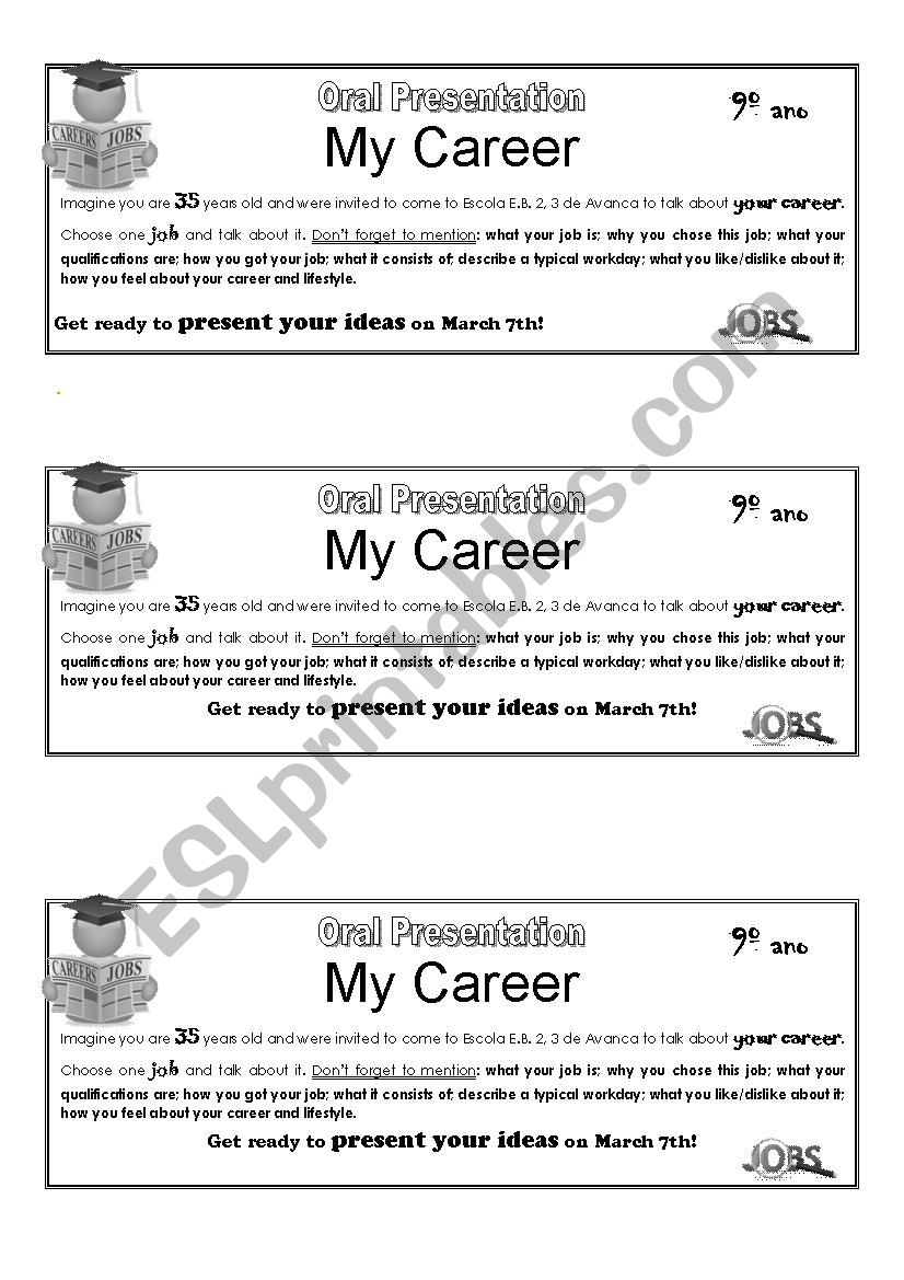 oral presentation: careers worksheet