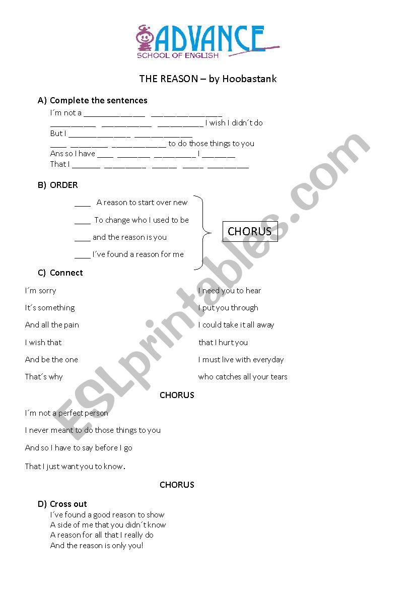 The reason worksheet