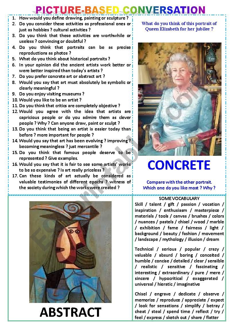 Picture-based conversation : topic 1 - concrete art vs abstract art