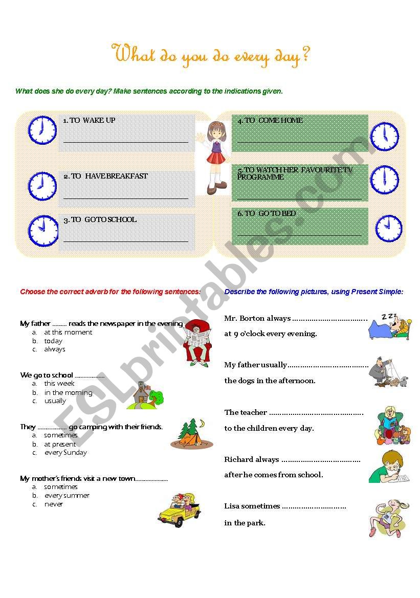 WHAT DO YOU DO EVERY DAY? worksheet