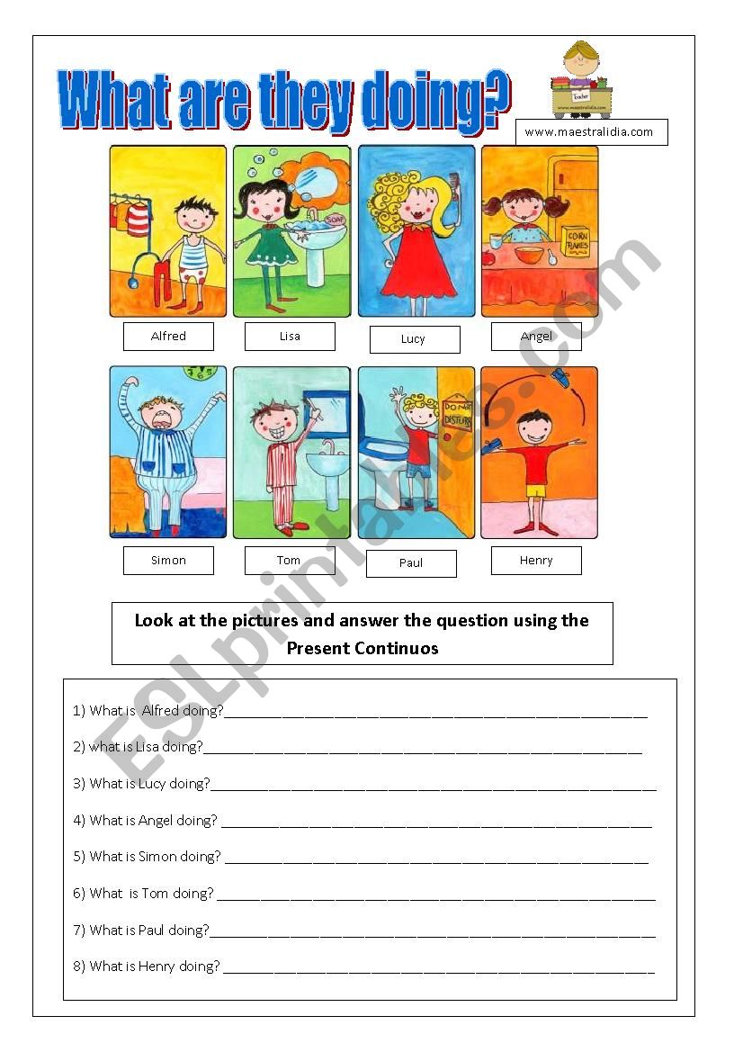 present continuos activity worksheet