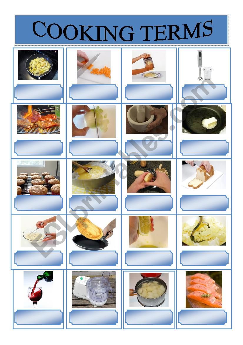 Cooking terms worksheet