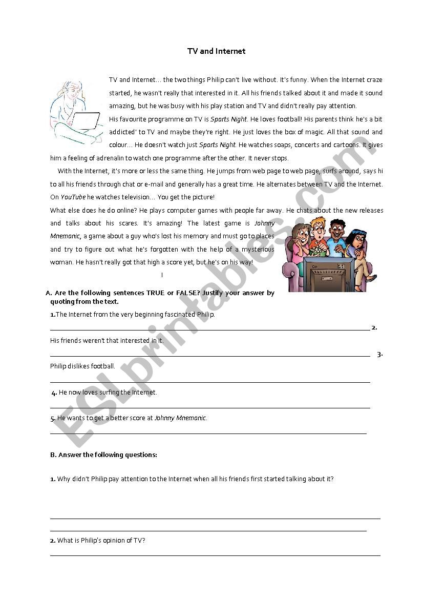 TV-Internet worksheet