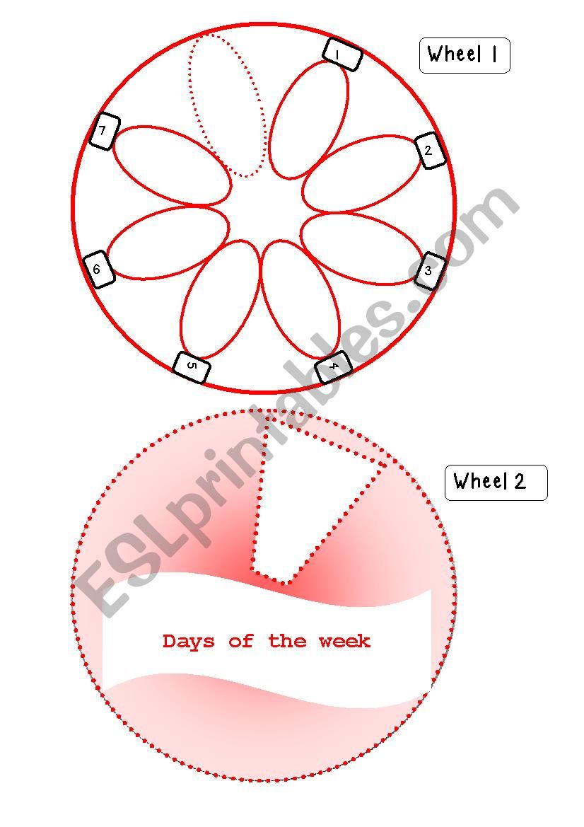 my days of the week wheel worksheet