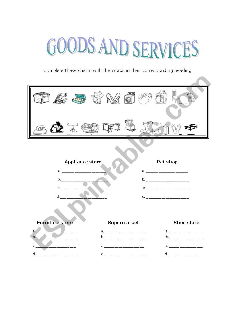 Goods and Services worksheet