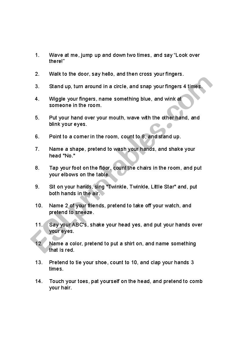 Following 3-step Directions  worksheet