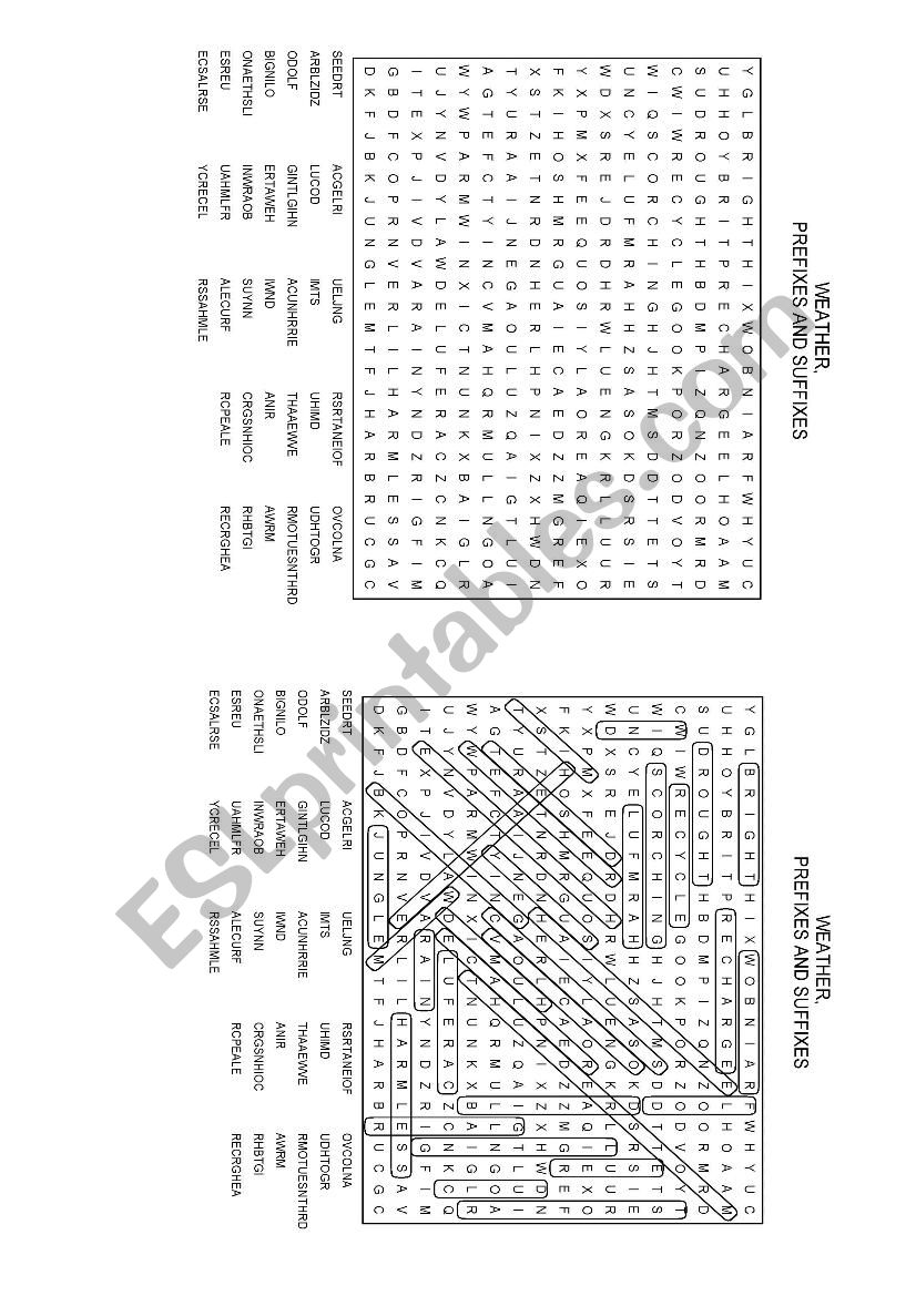 Word Search - Weather worksheet