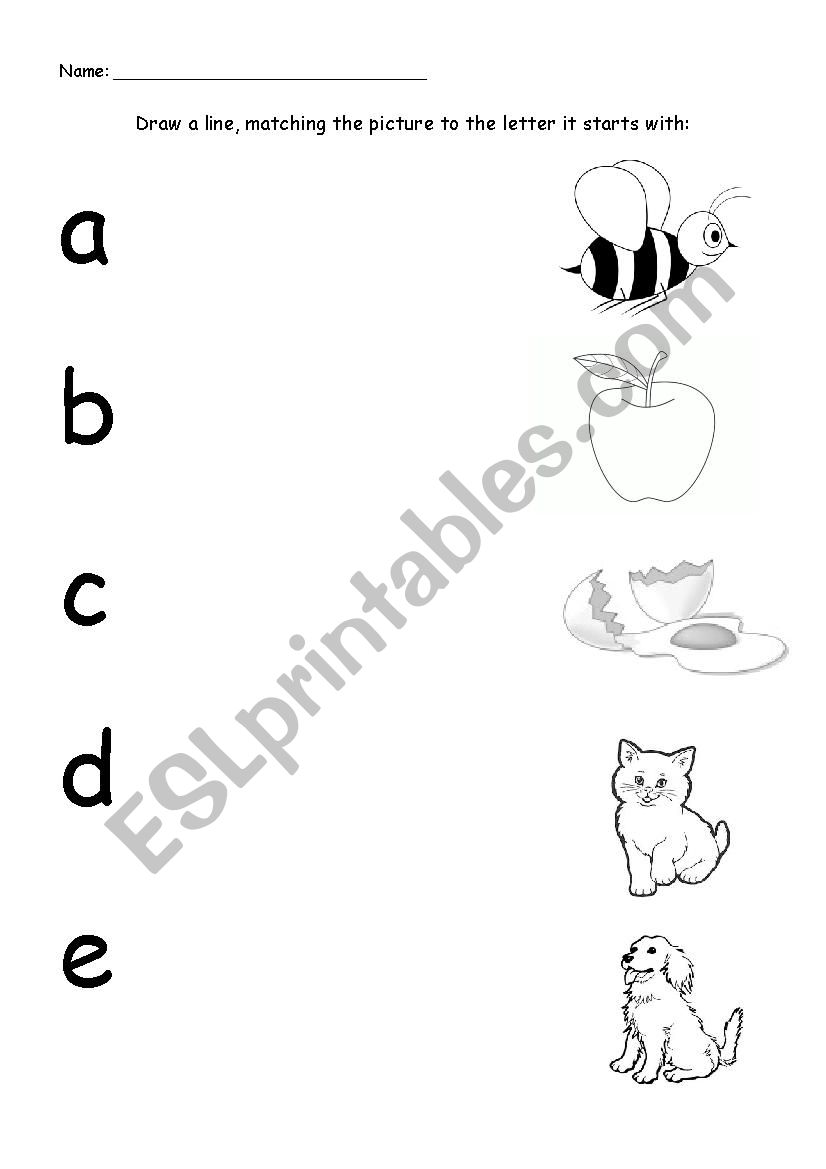 Letter - Picture Matching (A-E)