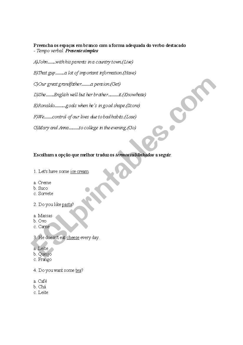 Simple Present worksheet
