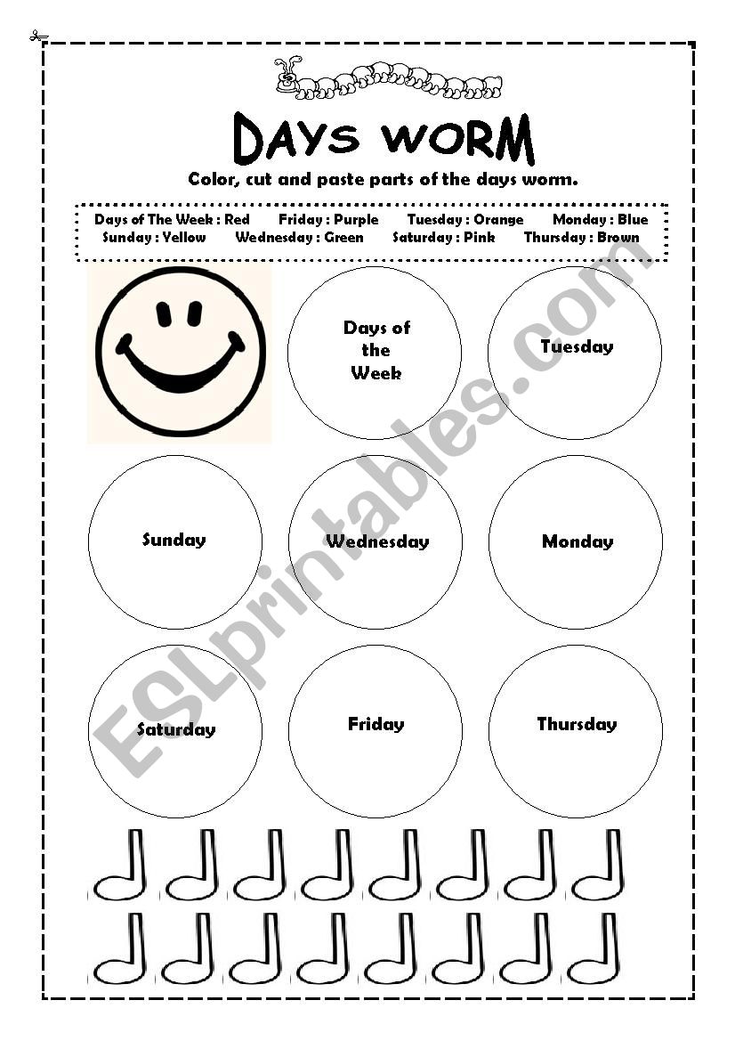 Days Worm worksheet