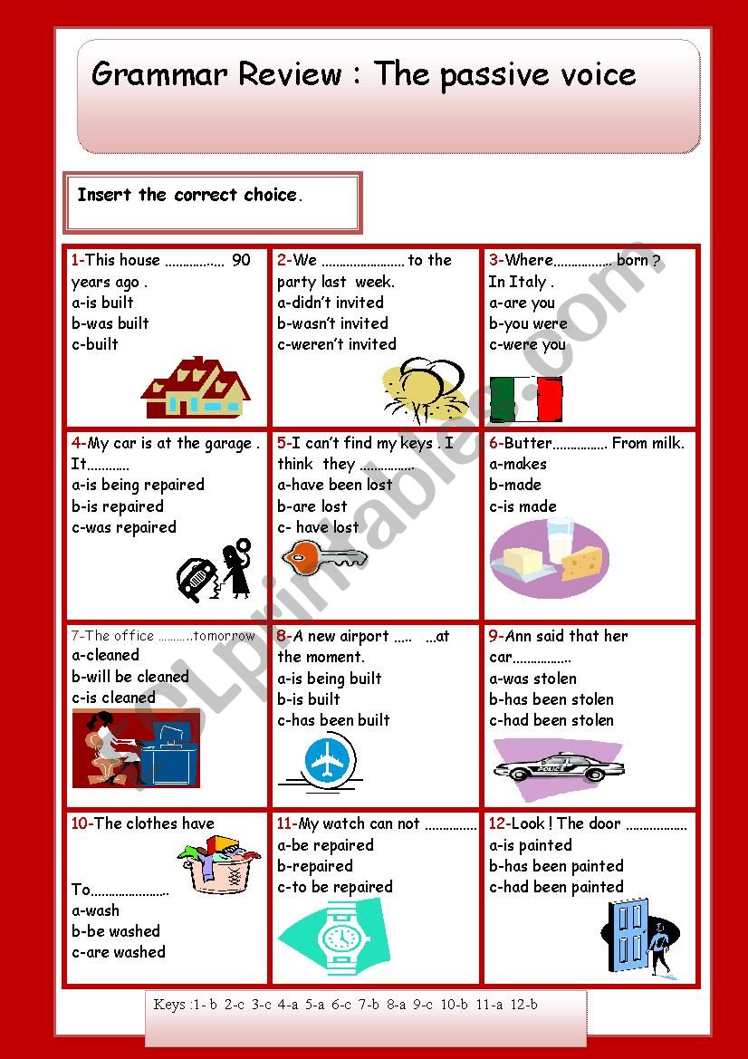 Grammar review - the passive voice + keys