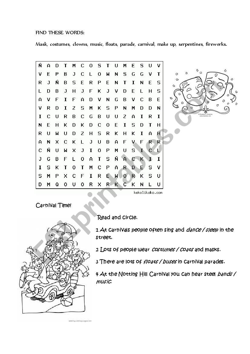 CARNIVAL TIME worksheet