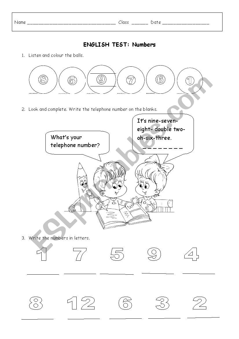 Numbers 1-12 worksheet