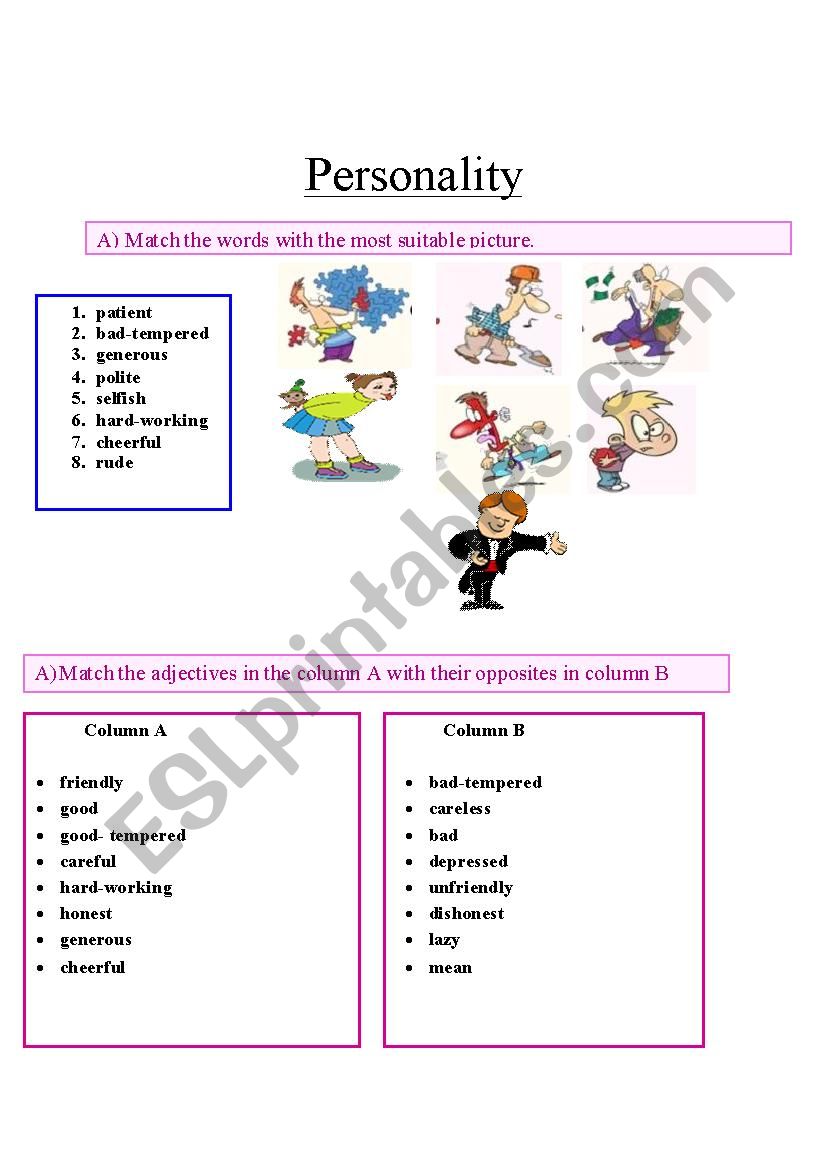 Adjectives of Personality worksheet