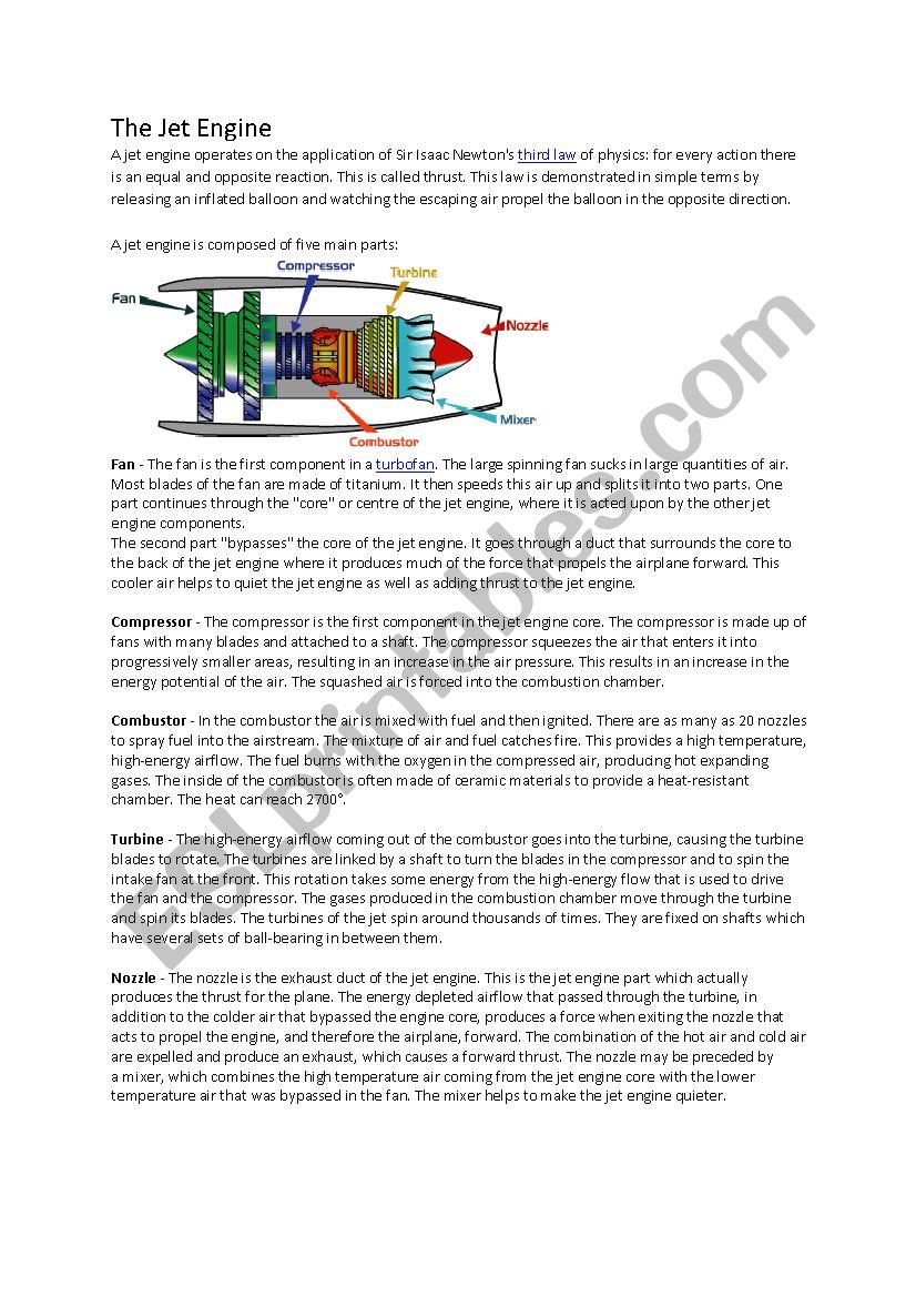 Jet Engine worksheet