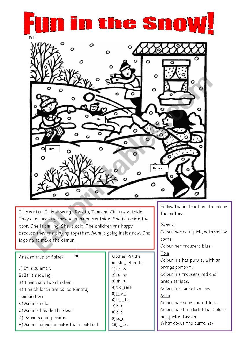 Fun in the Snow! worksheet