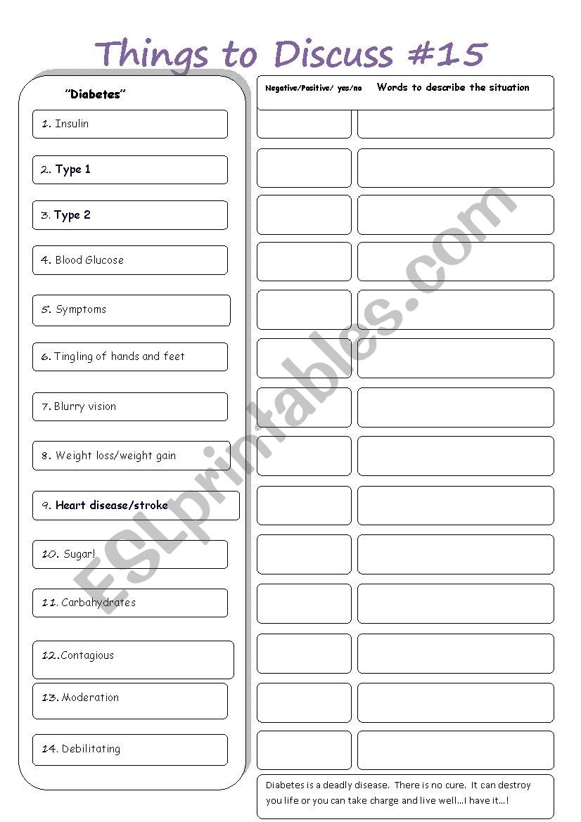 Things to discuss #15 worksheet