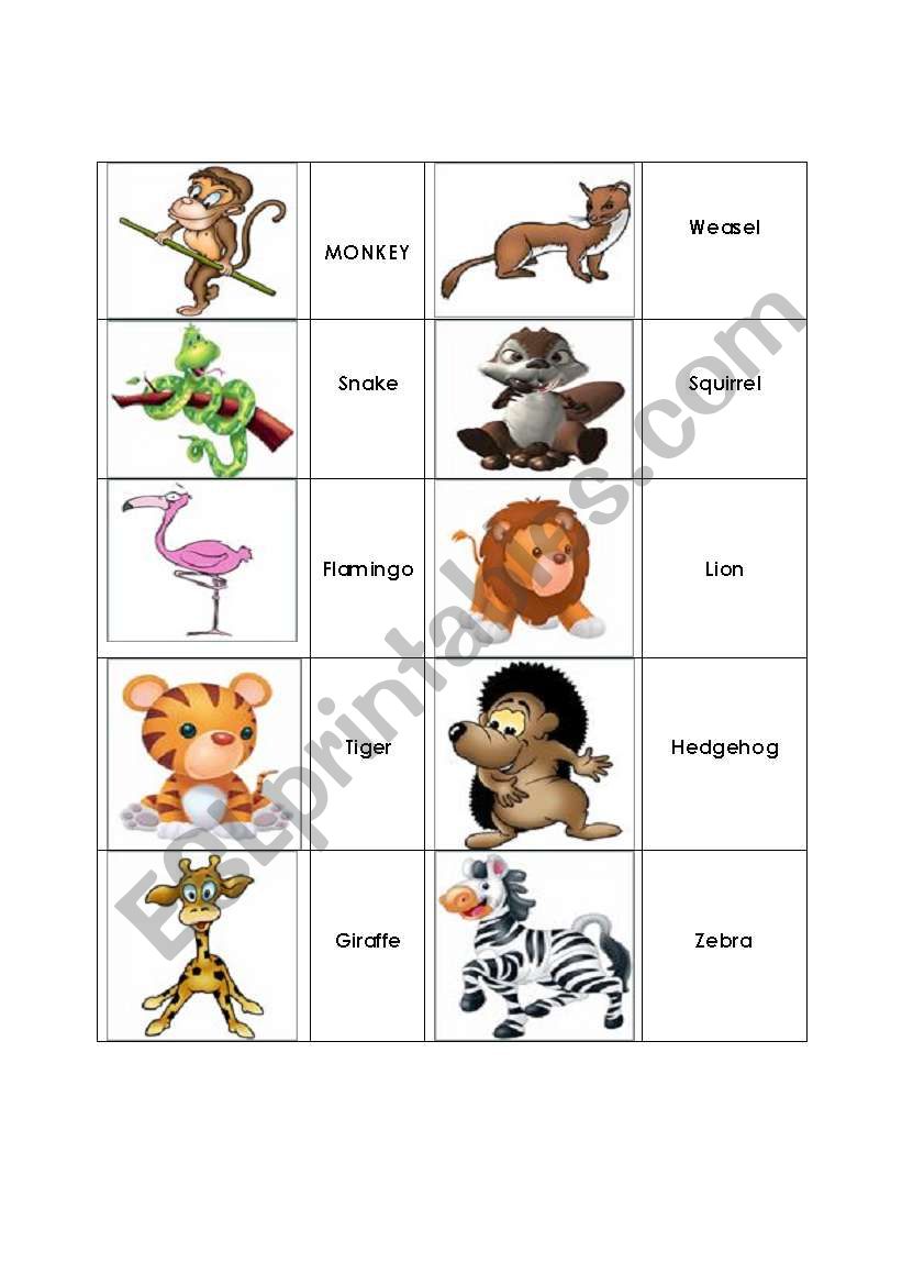 Animal Match Up - ESL worksheet by chinamanda Animal Match Up - ESL worksheet by chinamanda