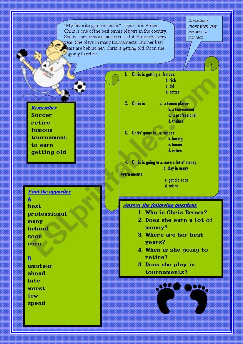 Tennis Player worksheet