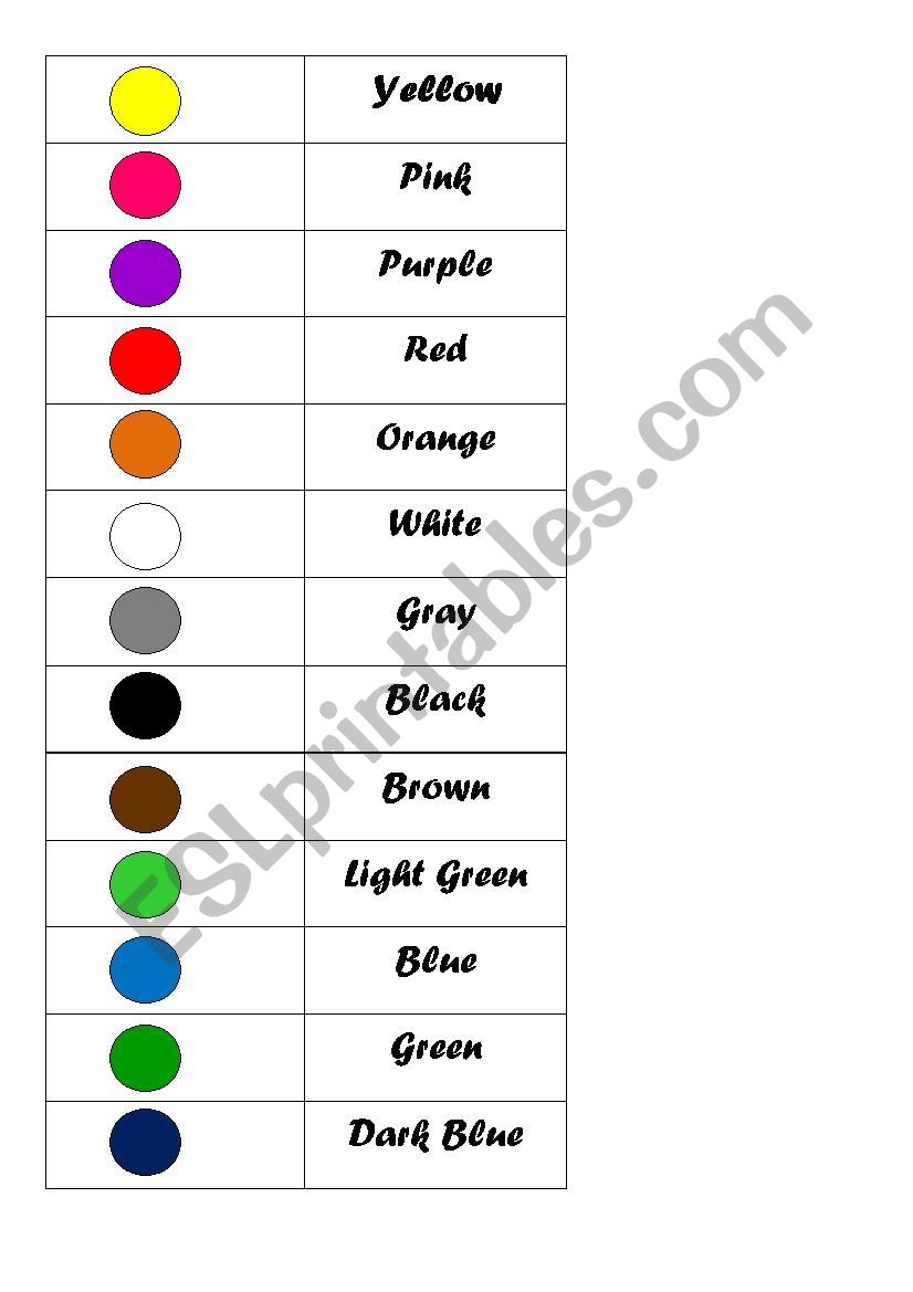 Colours - memory game worksheet