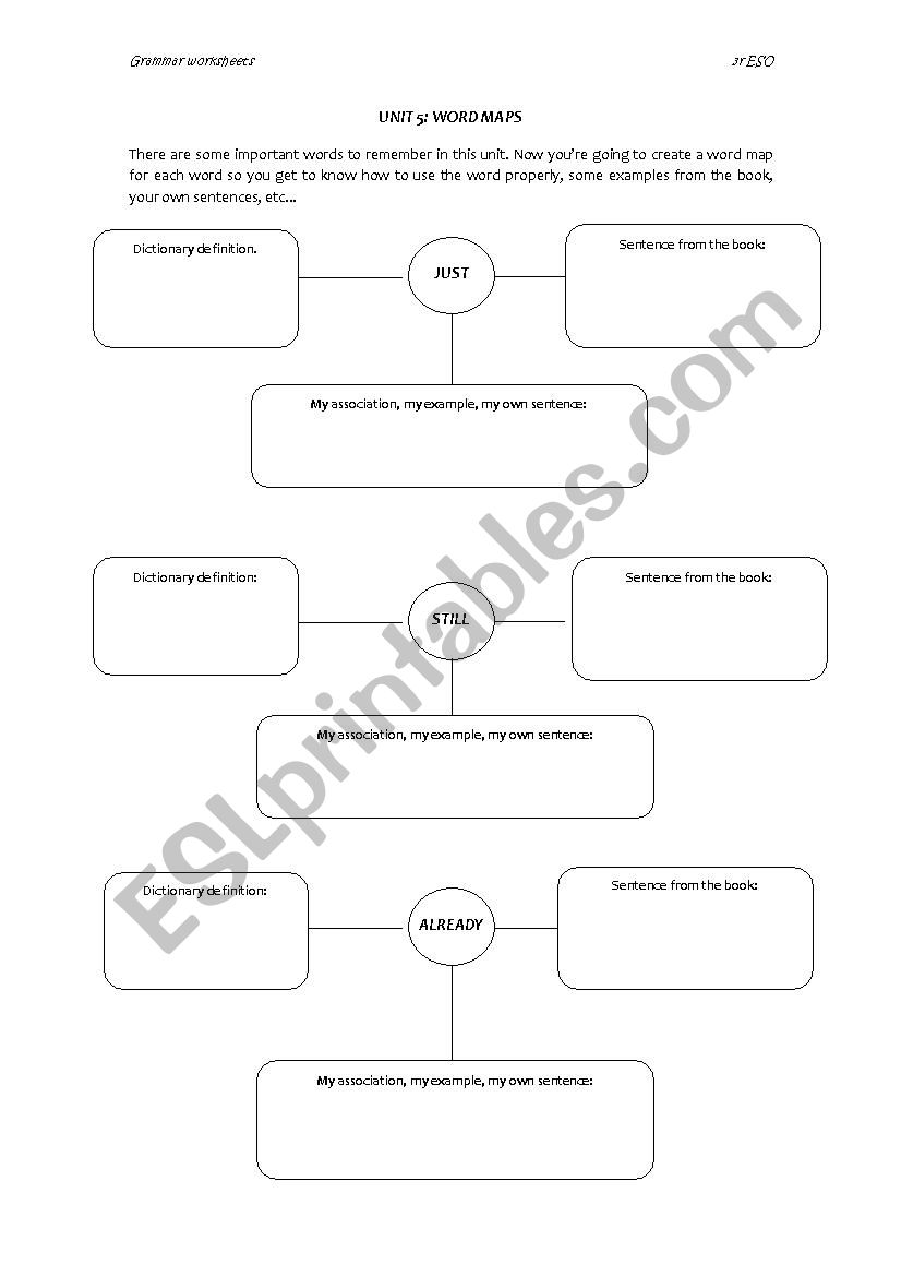 Word Maps worksheet