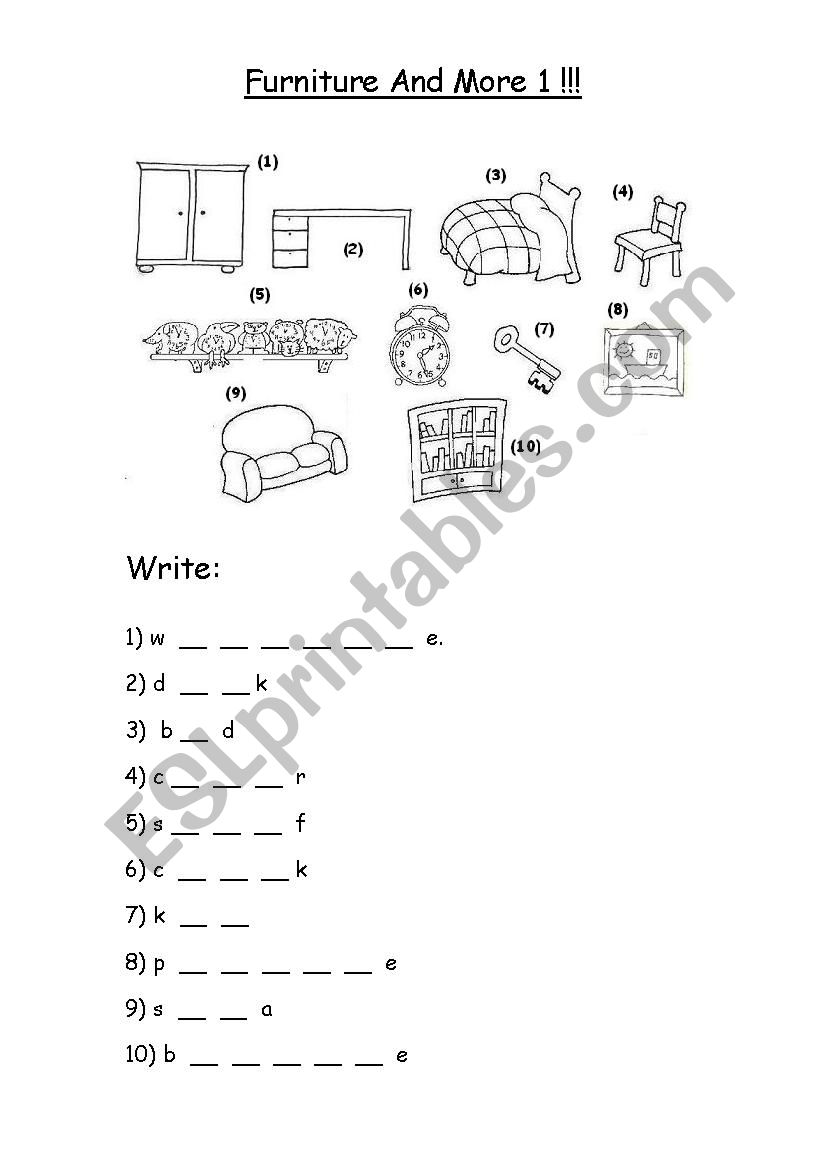 Furniture And More 1 worksheet