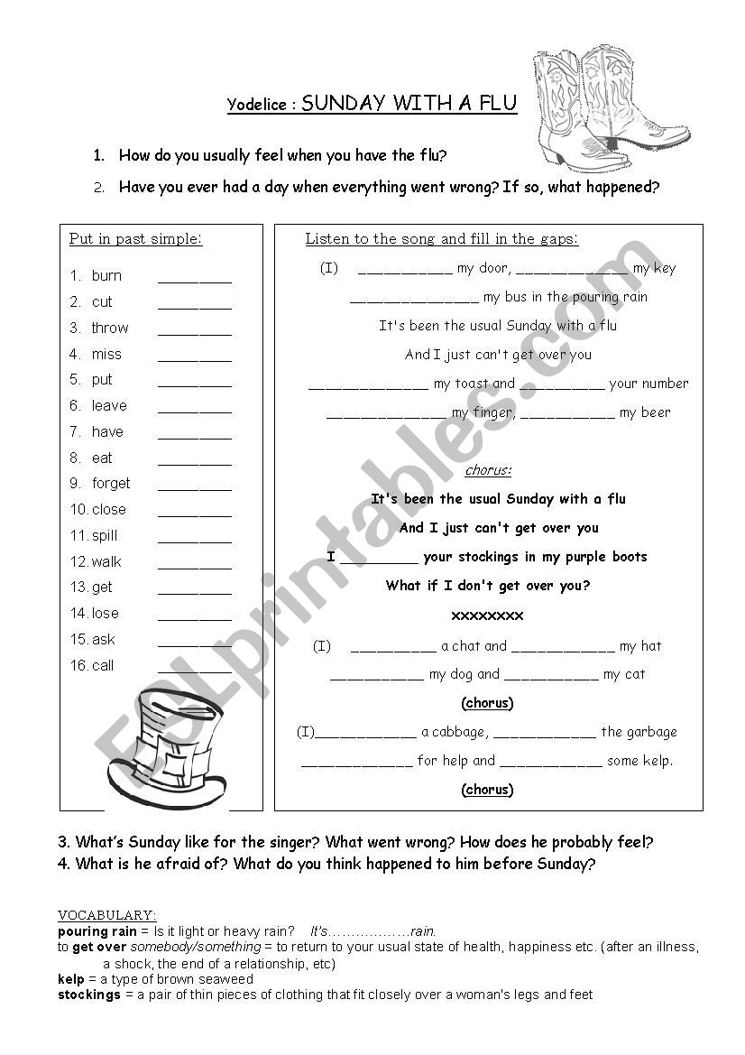 Sunday with a flu YODELICE worksheet