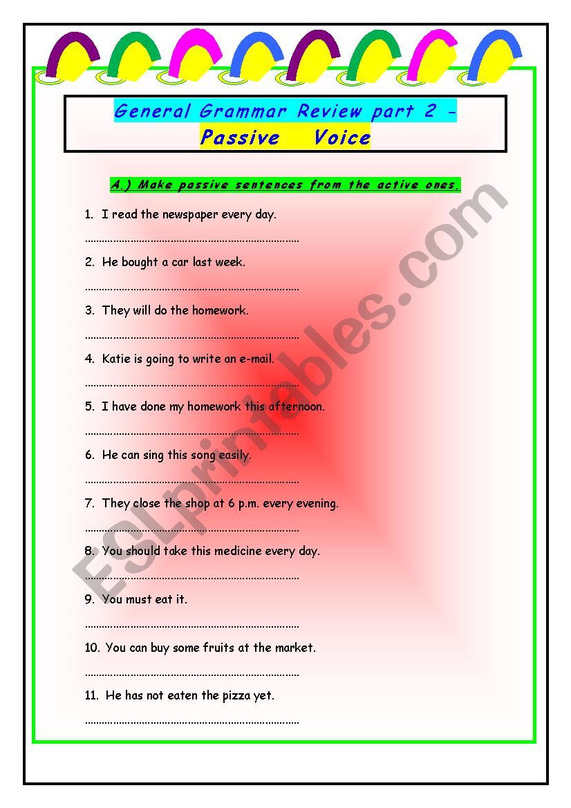 General grammar review part 2 - Passive voice with Key