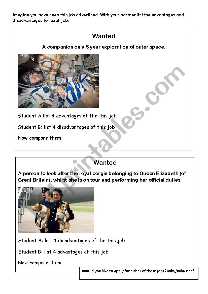 Advantages and disadvantages of jobs