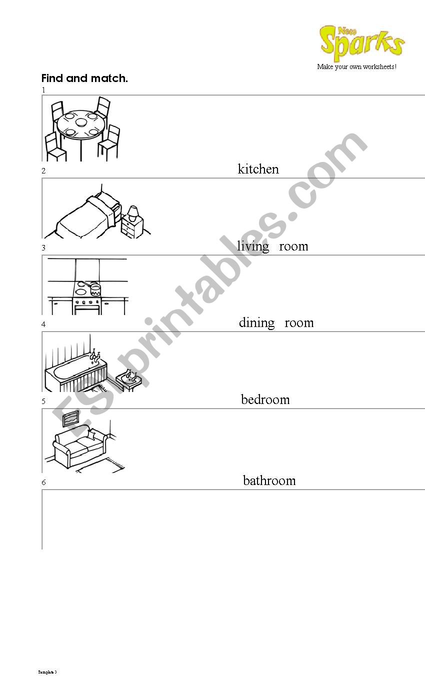 Rooms  worksheet