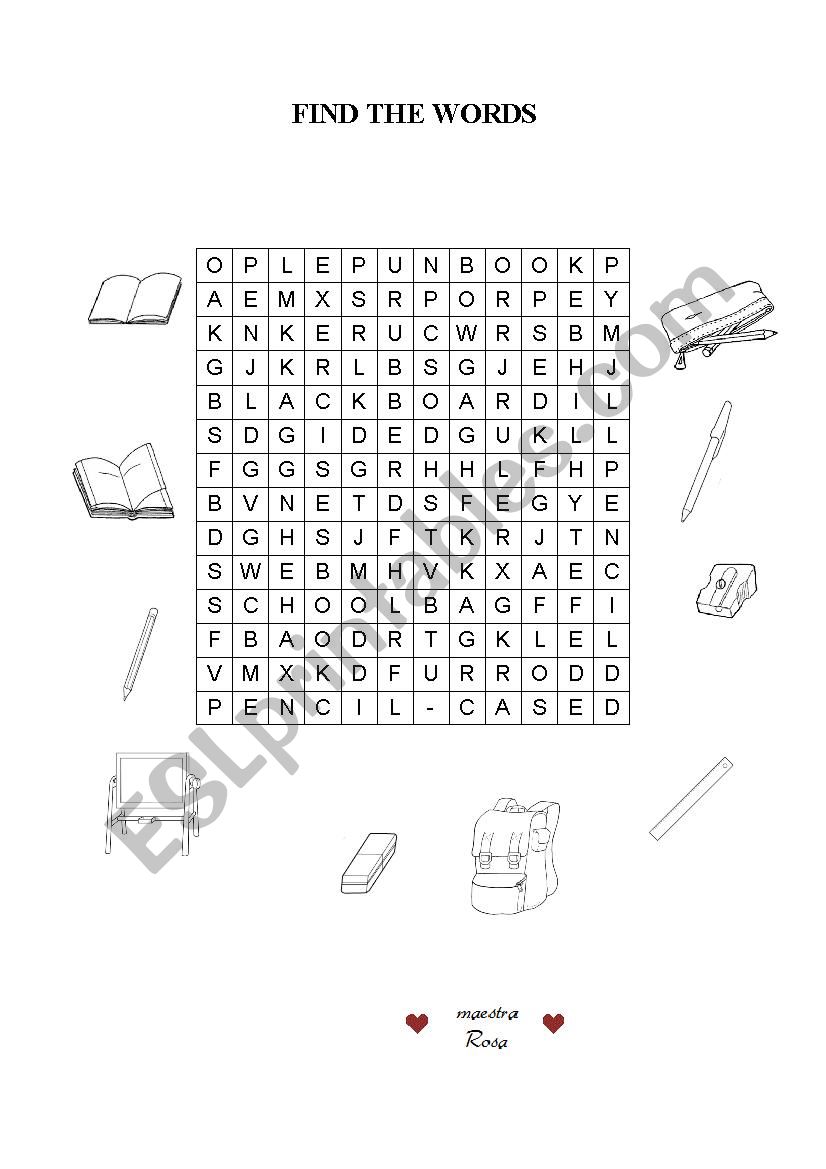 find the words worksheet