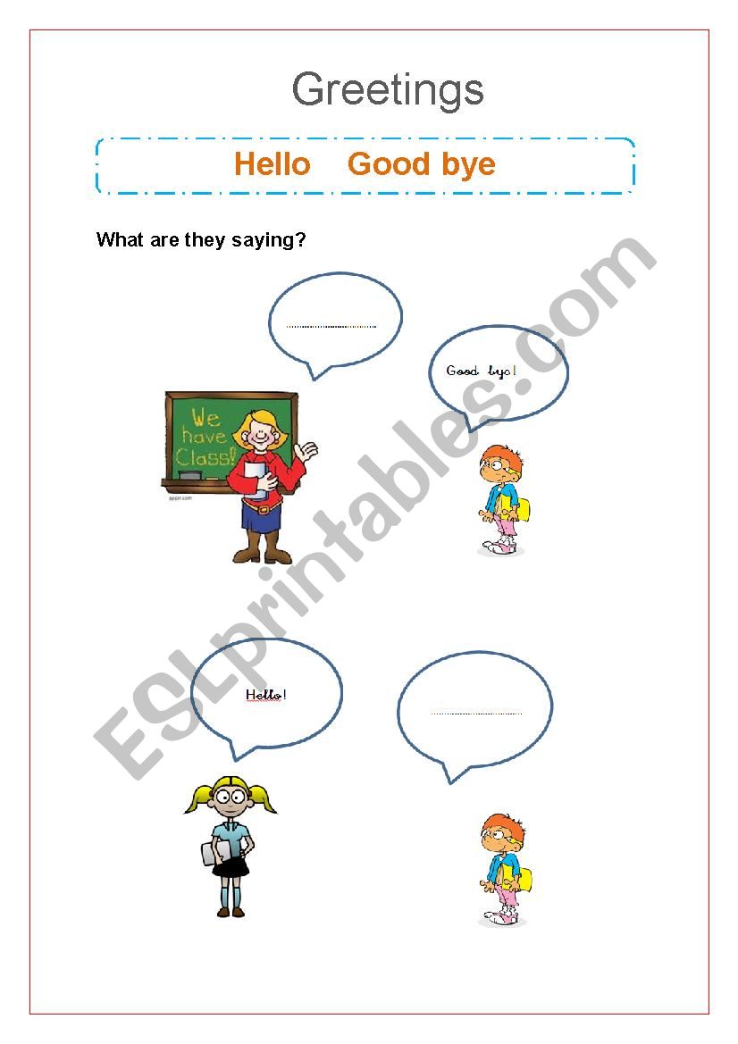 Hello - Good bye worksheet