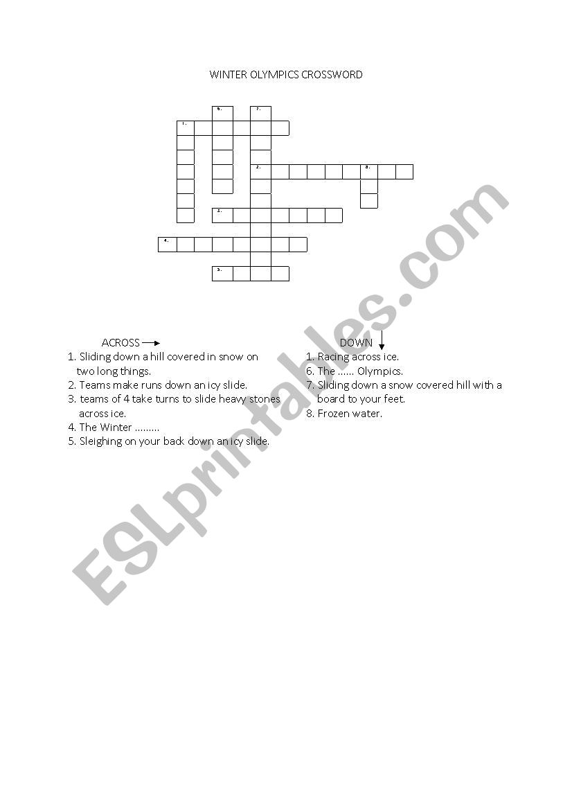 Olympic Winter Games Crossword puzzle