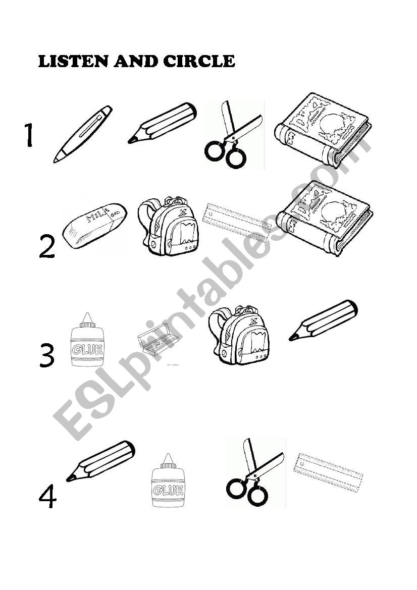 classroom objects  worksheet