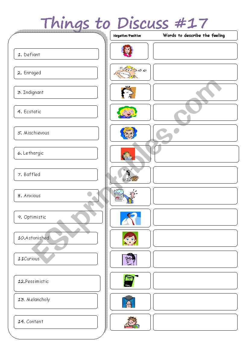 Things to discuss #17 worksheet