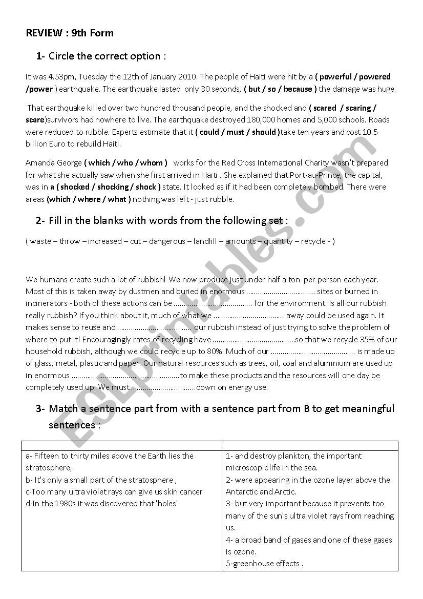 review worksheet