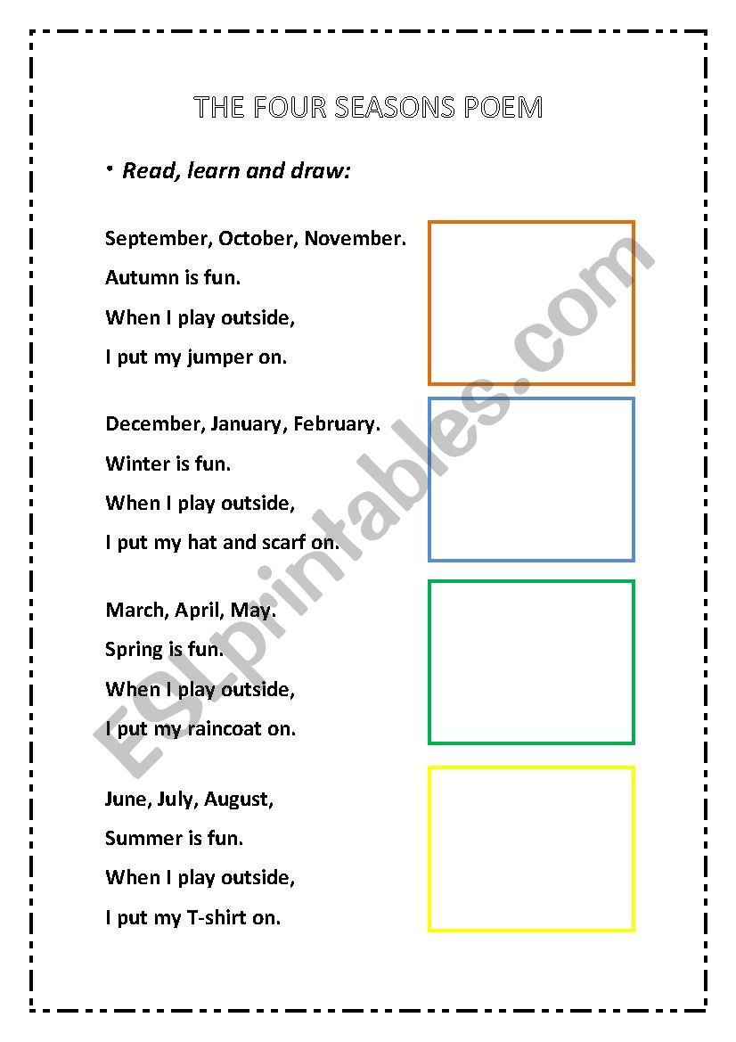 The seasons poem ( part 1) worksheet