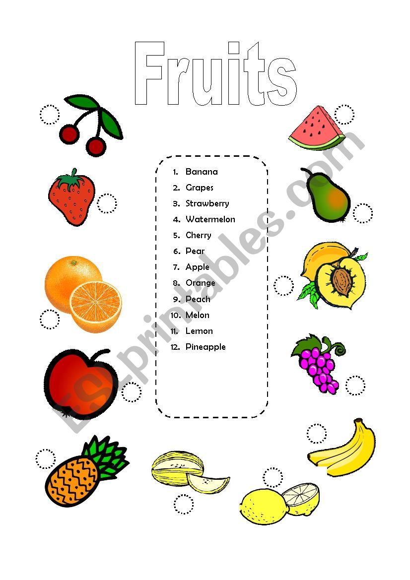 Fruits worksheet